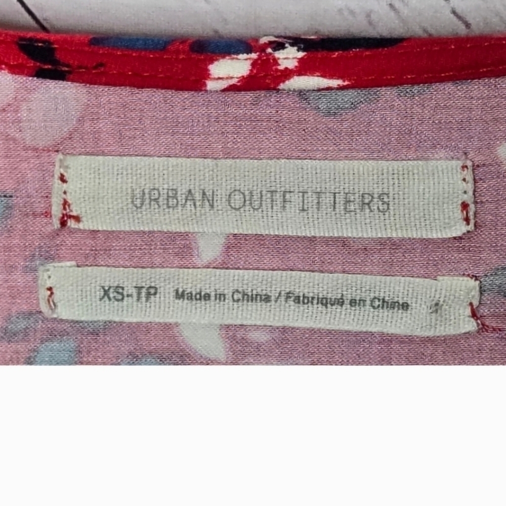 Urban Outfitters Red Floral Ruffle Trim Mini Dress - Picture 3 of 5